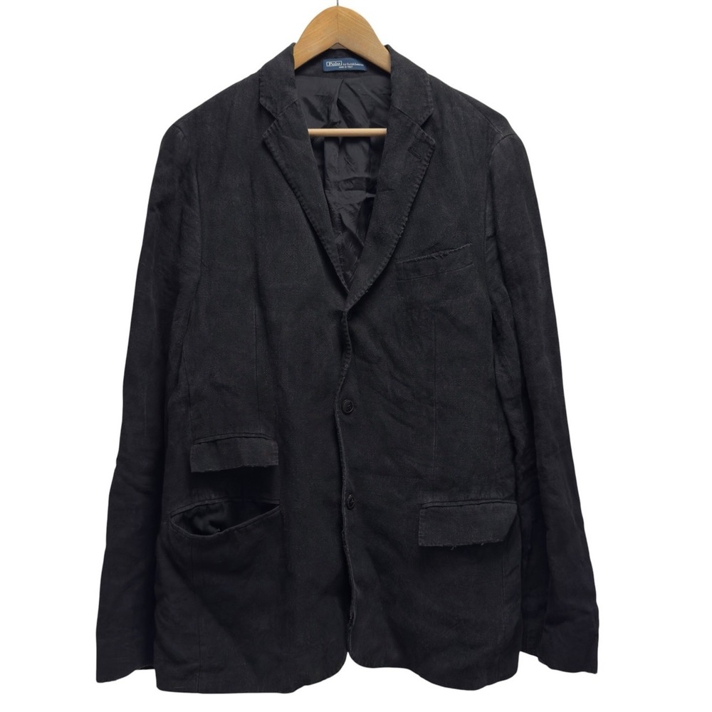 Polo Ralph Lauren Mens Size 40 Black Lined Linen Safari Field Chore Jacket Italy